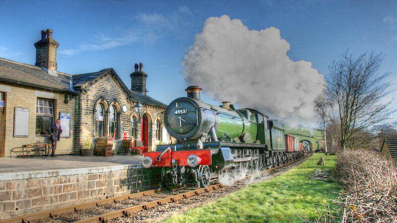 Green Steam Train — Dramatic, Afternoon, Photograph, Train Station