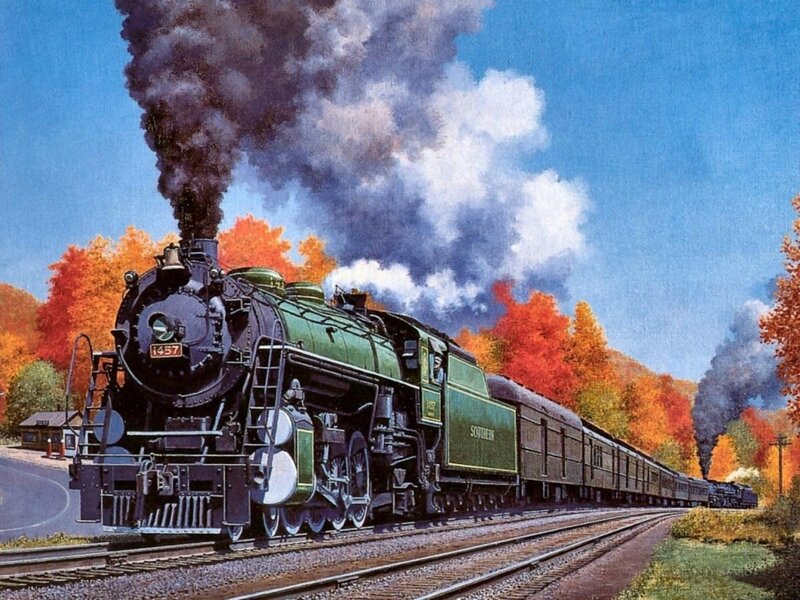 Green Steam Train — Dramatic