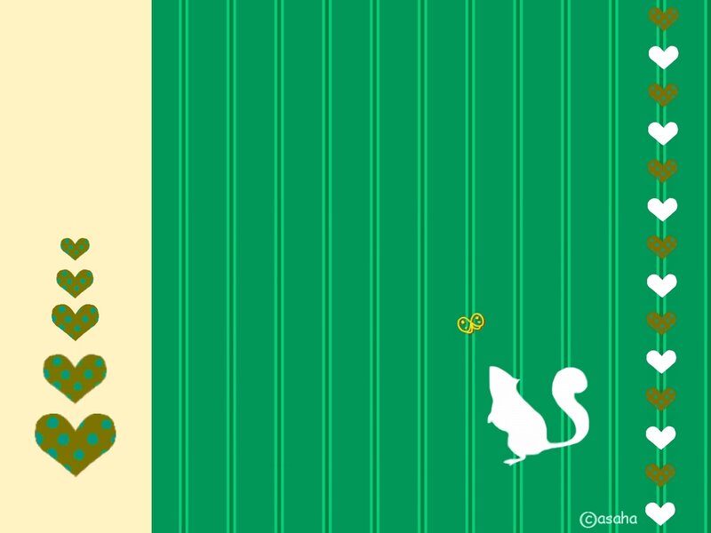 green striped background with hearts