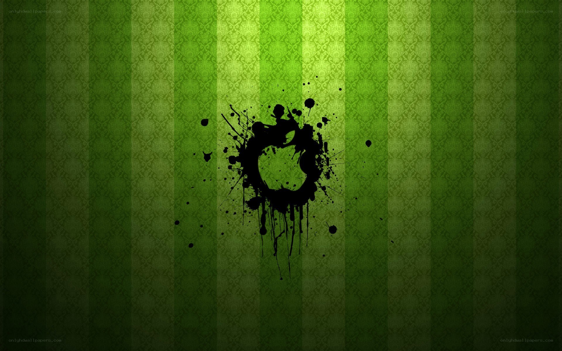 green striped wallpaper with ink splatter