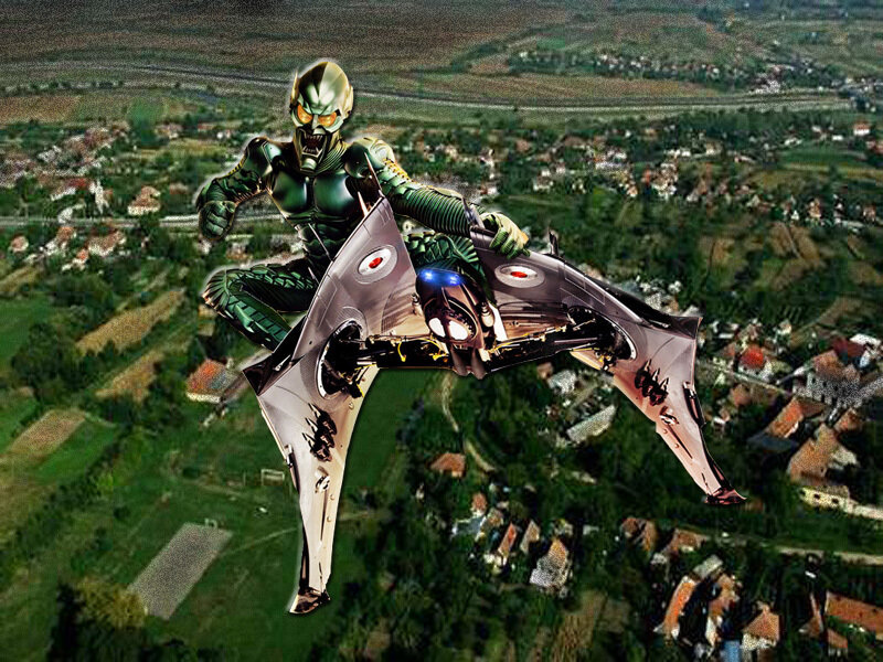 Green-suited Figure with Wings