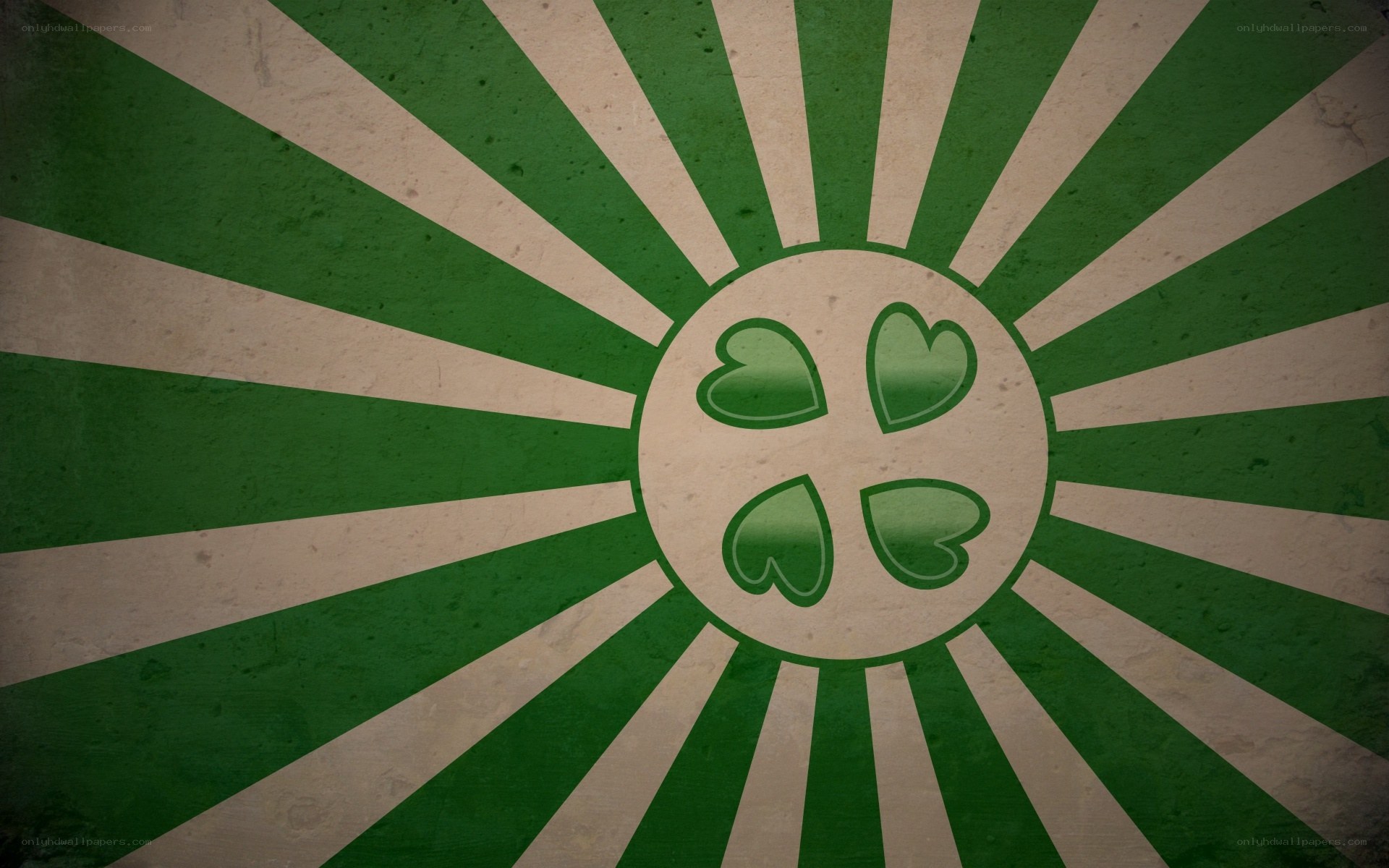 green sunburst with hearts