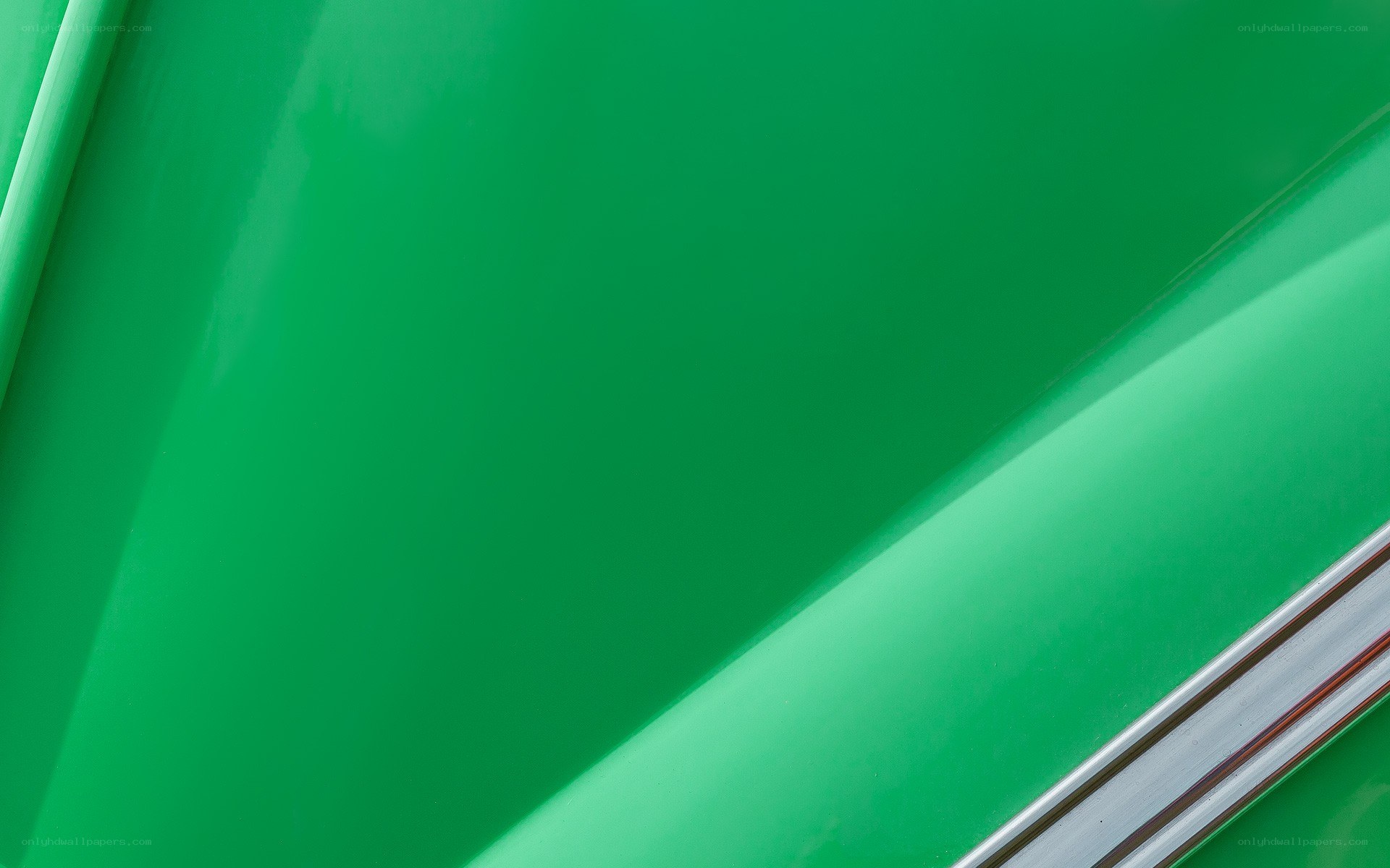 green surface with metal trim