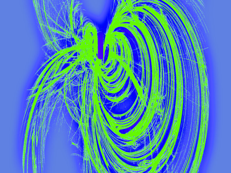 Green Swirls on Blue