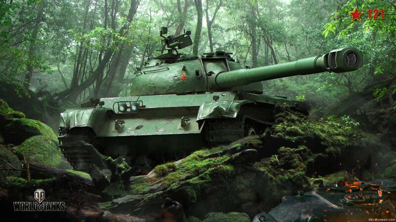 Green Tank in Forest — Dramatic, Digital Art