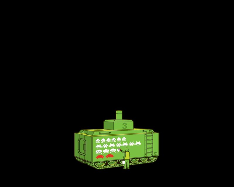 Green Tank with Alien Graphics