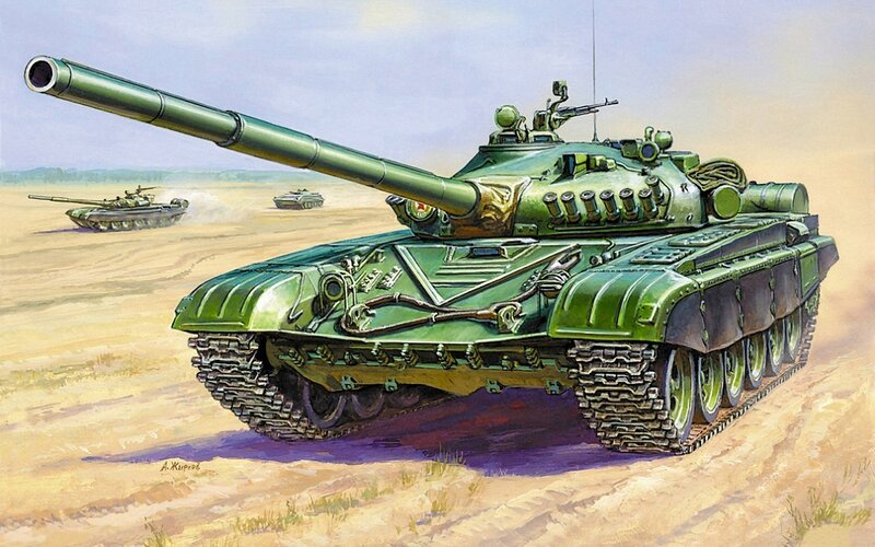 Green Tanks in Desert — Dramatic