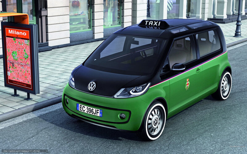 Green Taxi Car — Urban, Afternoon