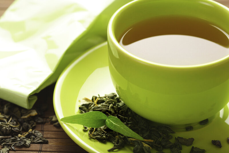 Green Tea Cup and Leaves — Calm