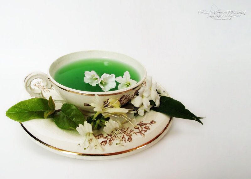 Green Tea in a Cup — White