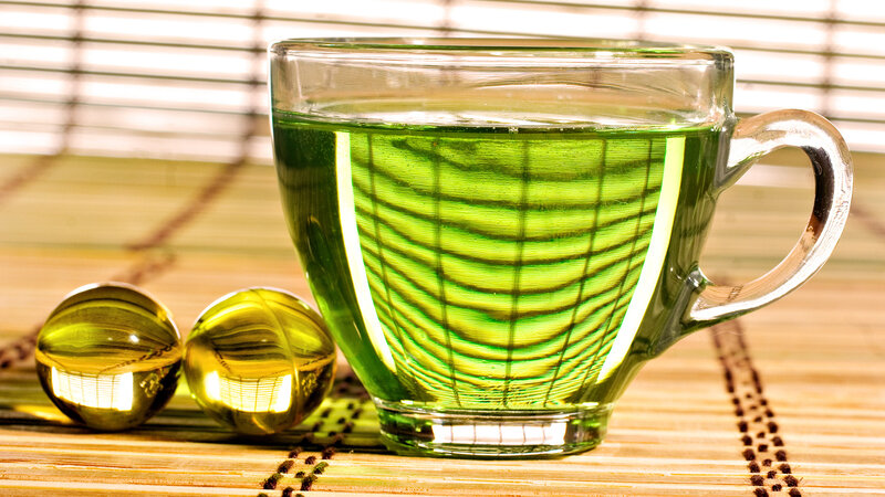 Green Tea in Glass Cup