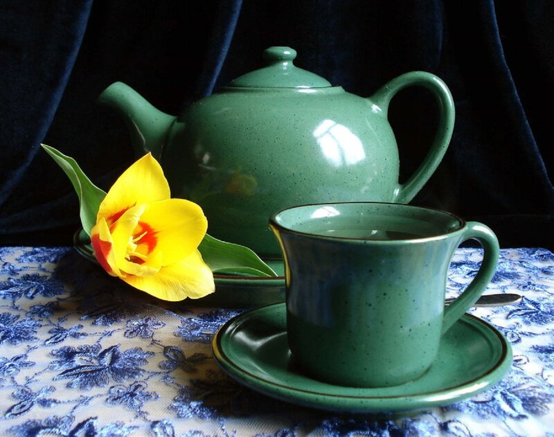 Green Tea Set with Tulip