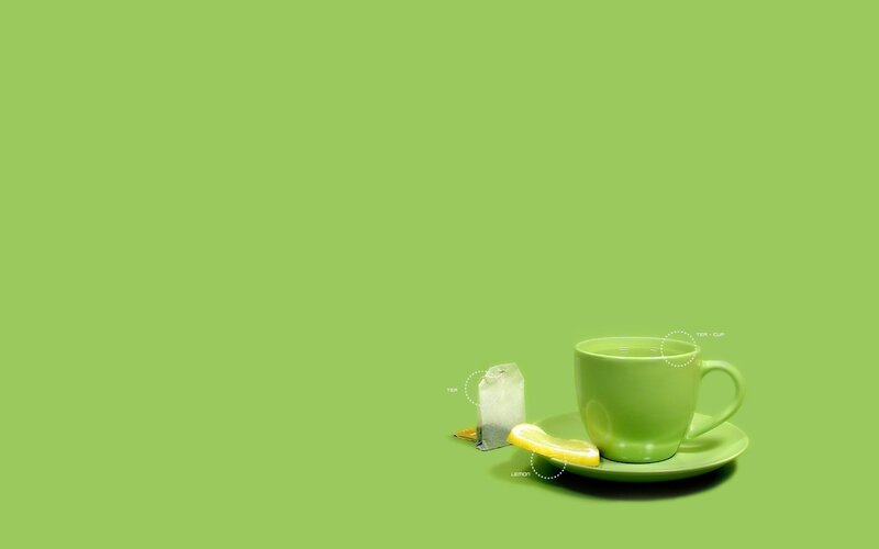 green tea setup on green