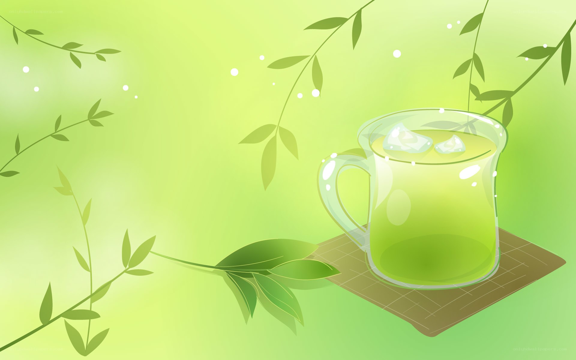 green tea with ice illustration