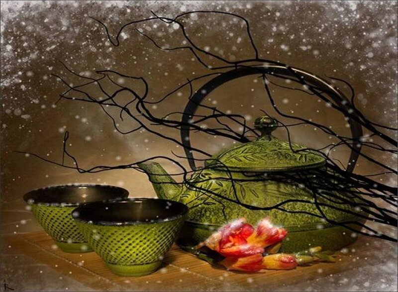 Green Teapot and Cups