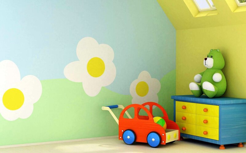 Green Teddy Bear in Room