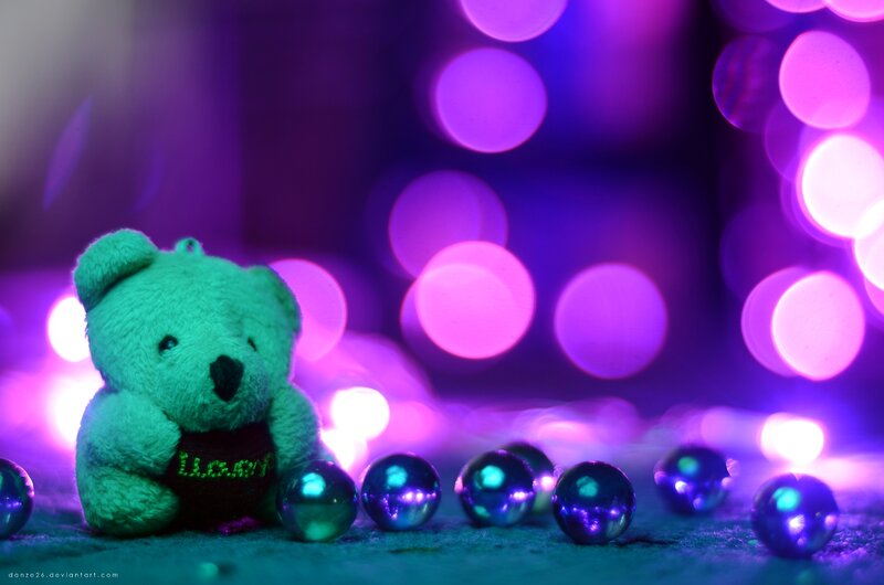 Green Teddy Bear — Purple