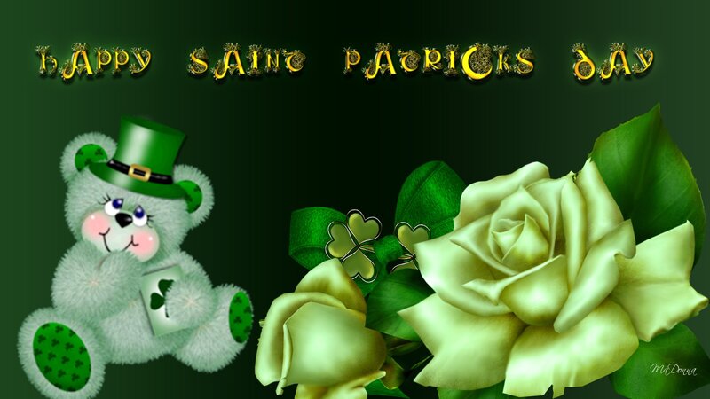 Green Teddy Bear with Roses