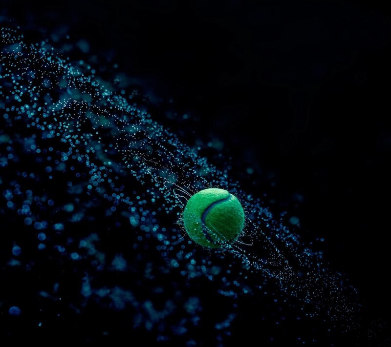 Green Tennis Ball — Black