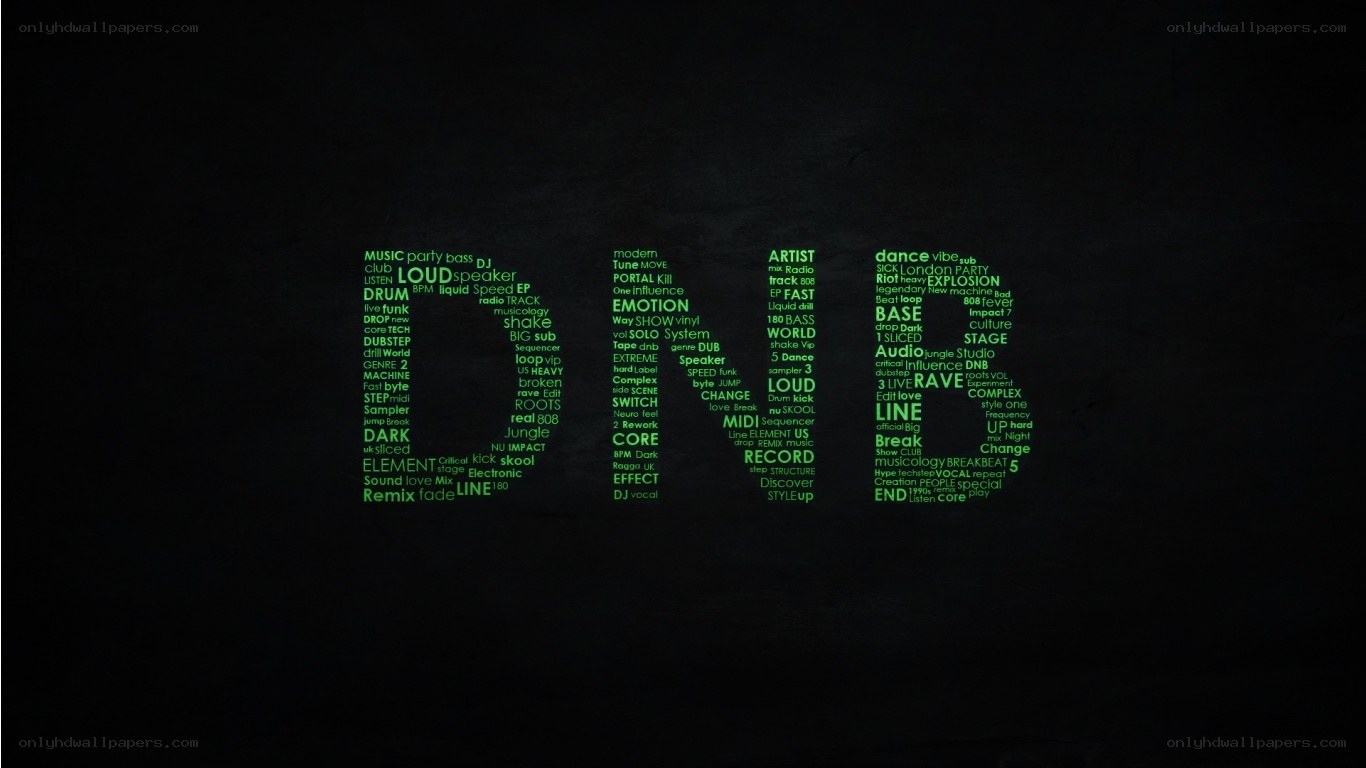 green text music words