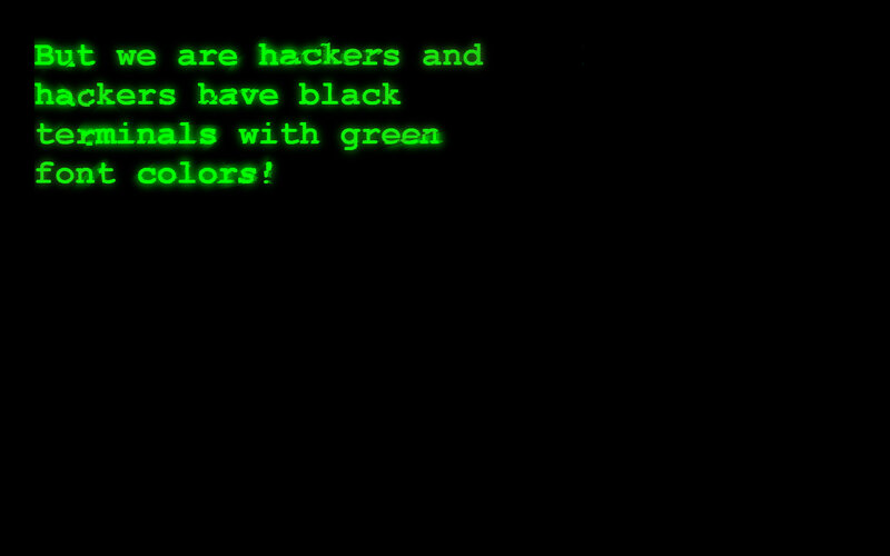green text on black background