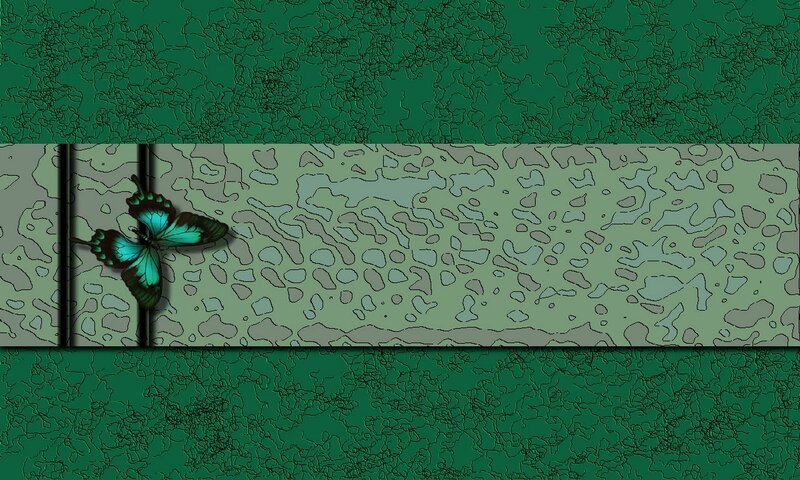 green textured background with butterfly