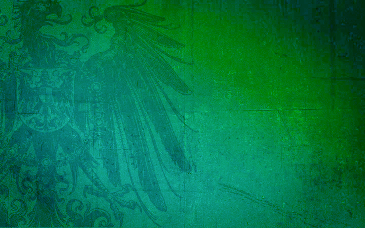green textured background with emblem