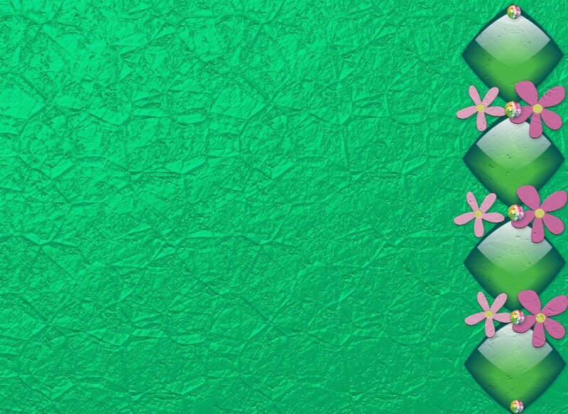 green textured background with flowers