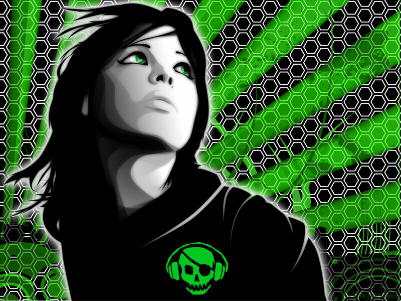 green-themed digital art portrait