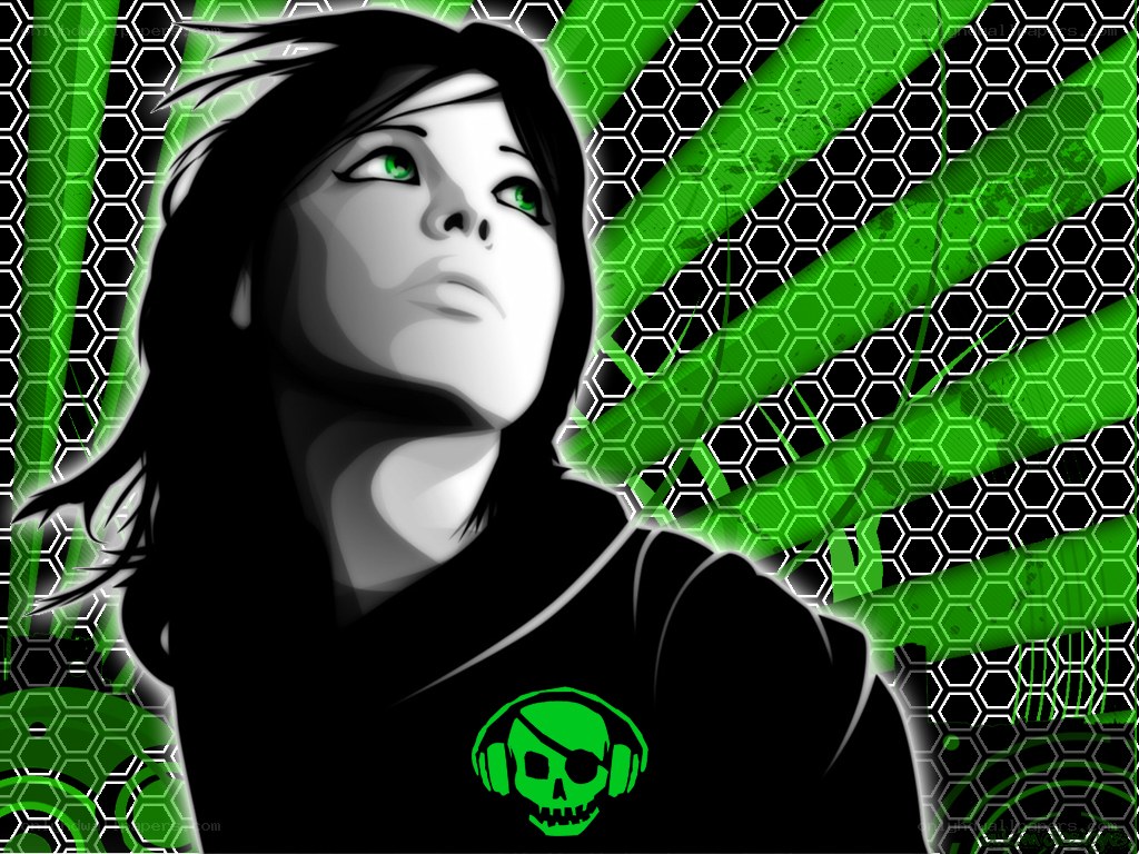 green-themed digital art portrait