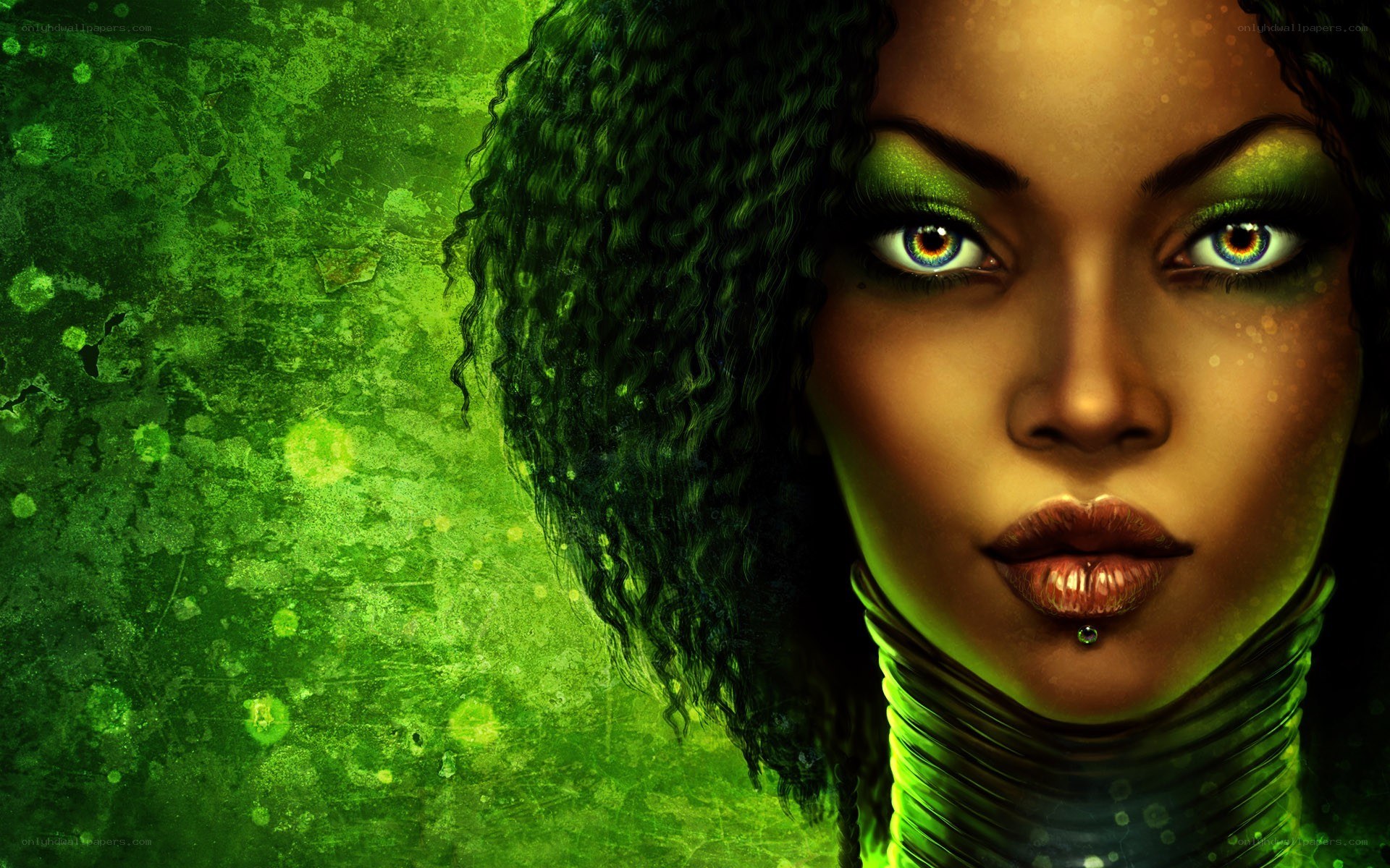 green-themed fantasy portrait