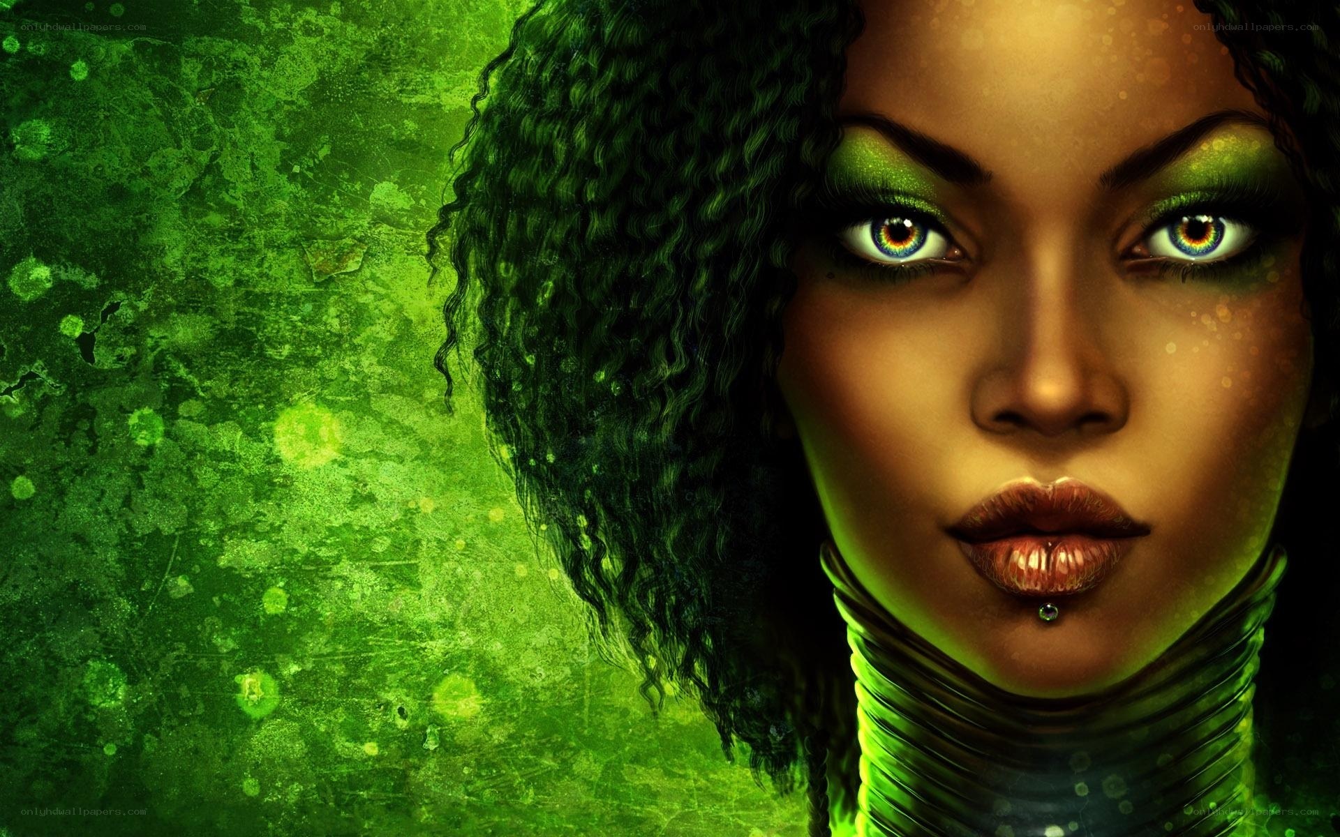 green-themed fantasy portrait