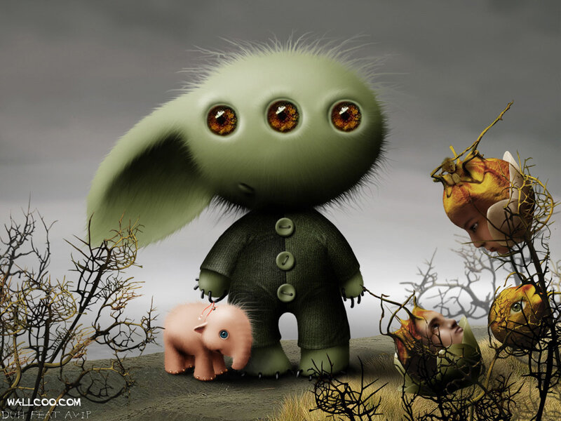 Green Three-eyed Creature