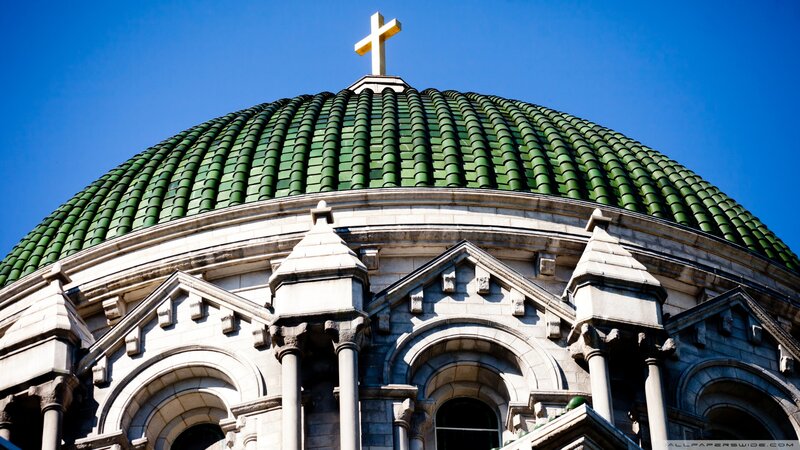 Green-tiled Dome with Cross