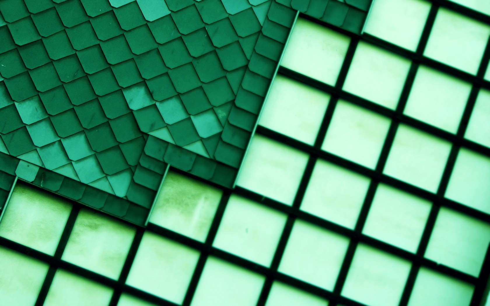 green tiled roof and window