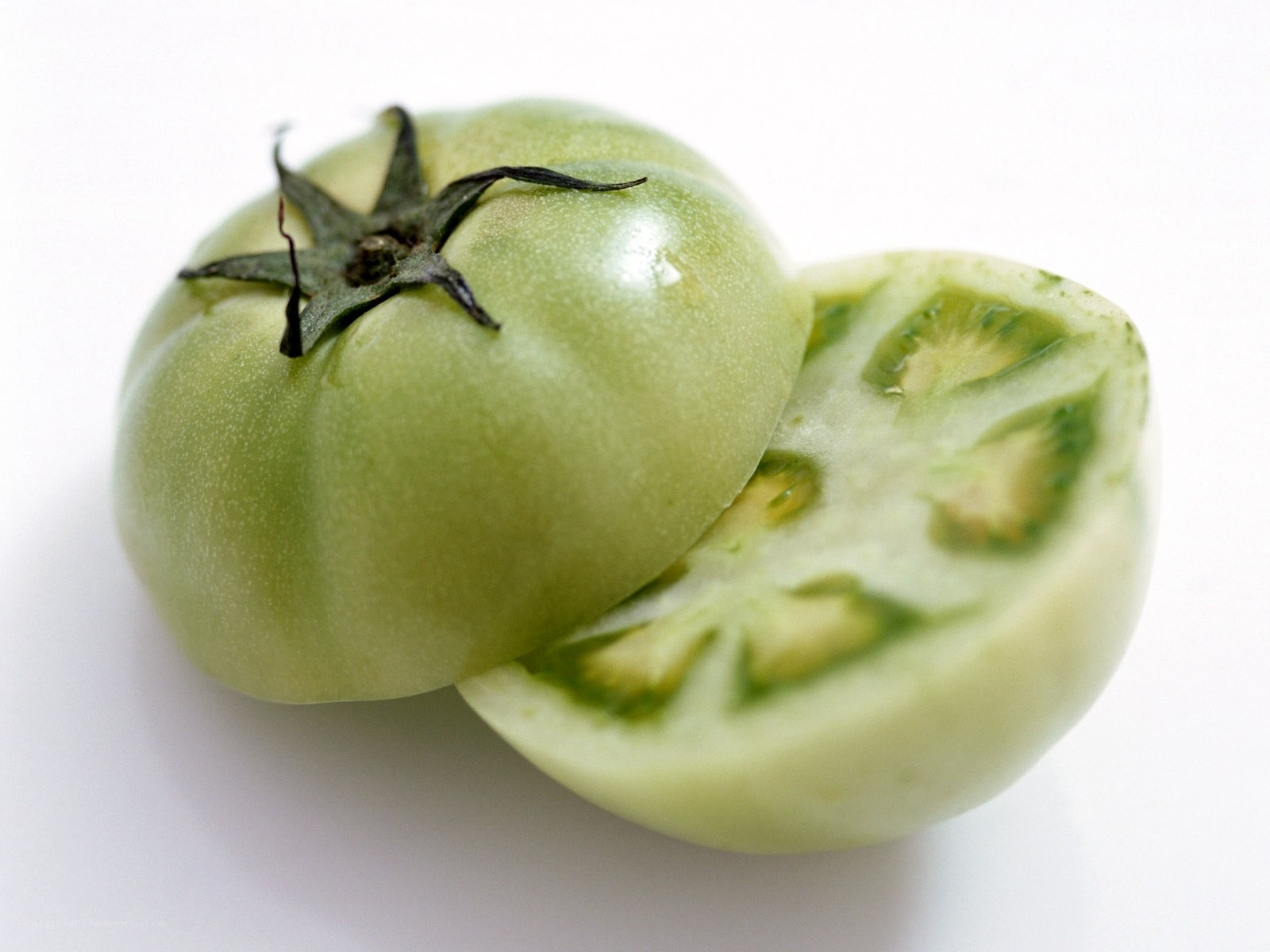 green tomato cut in half