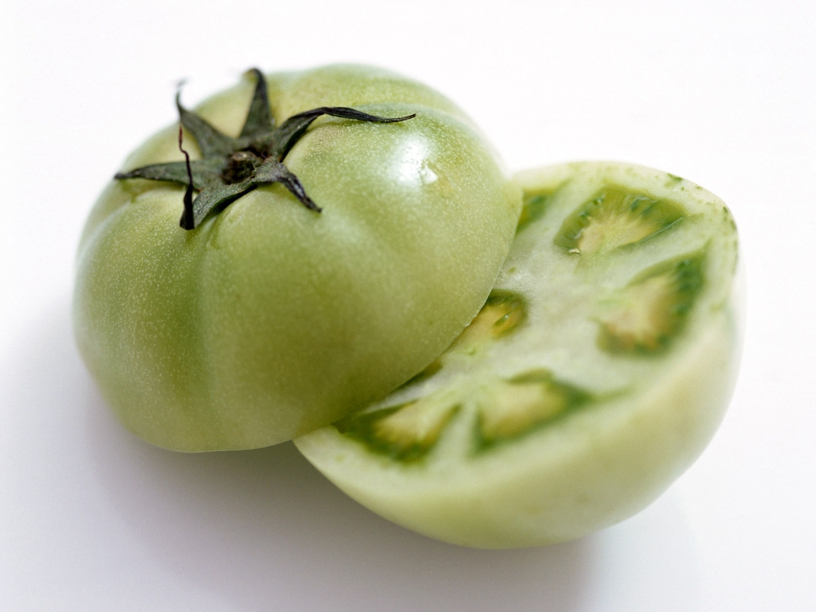 green tomato cut in half
