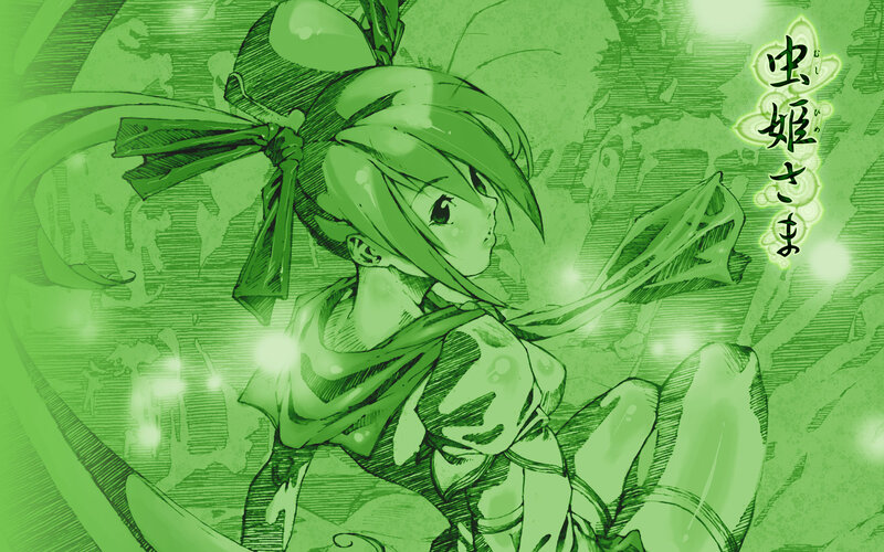 green-toned anime character portrait