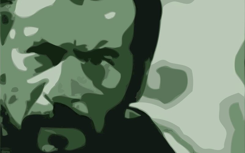 green-toned portrait illustration