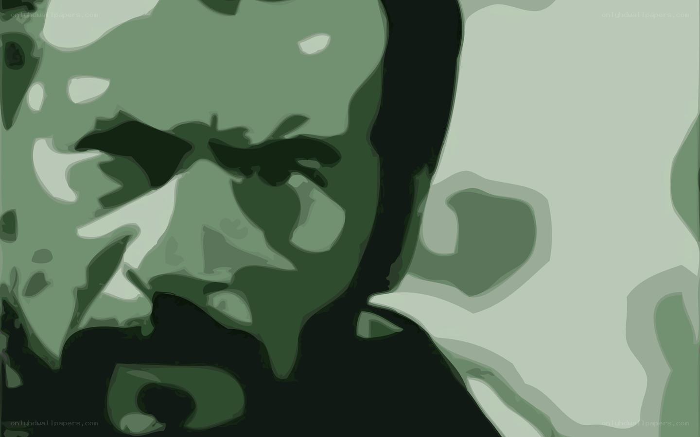green-toned portrait illustration
