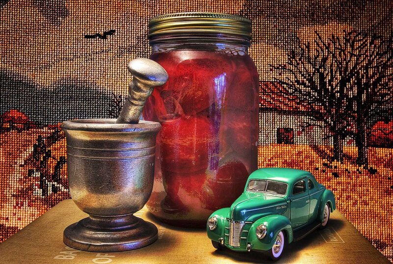 Green Toy Car and Jar