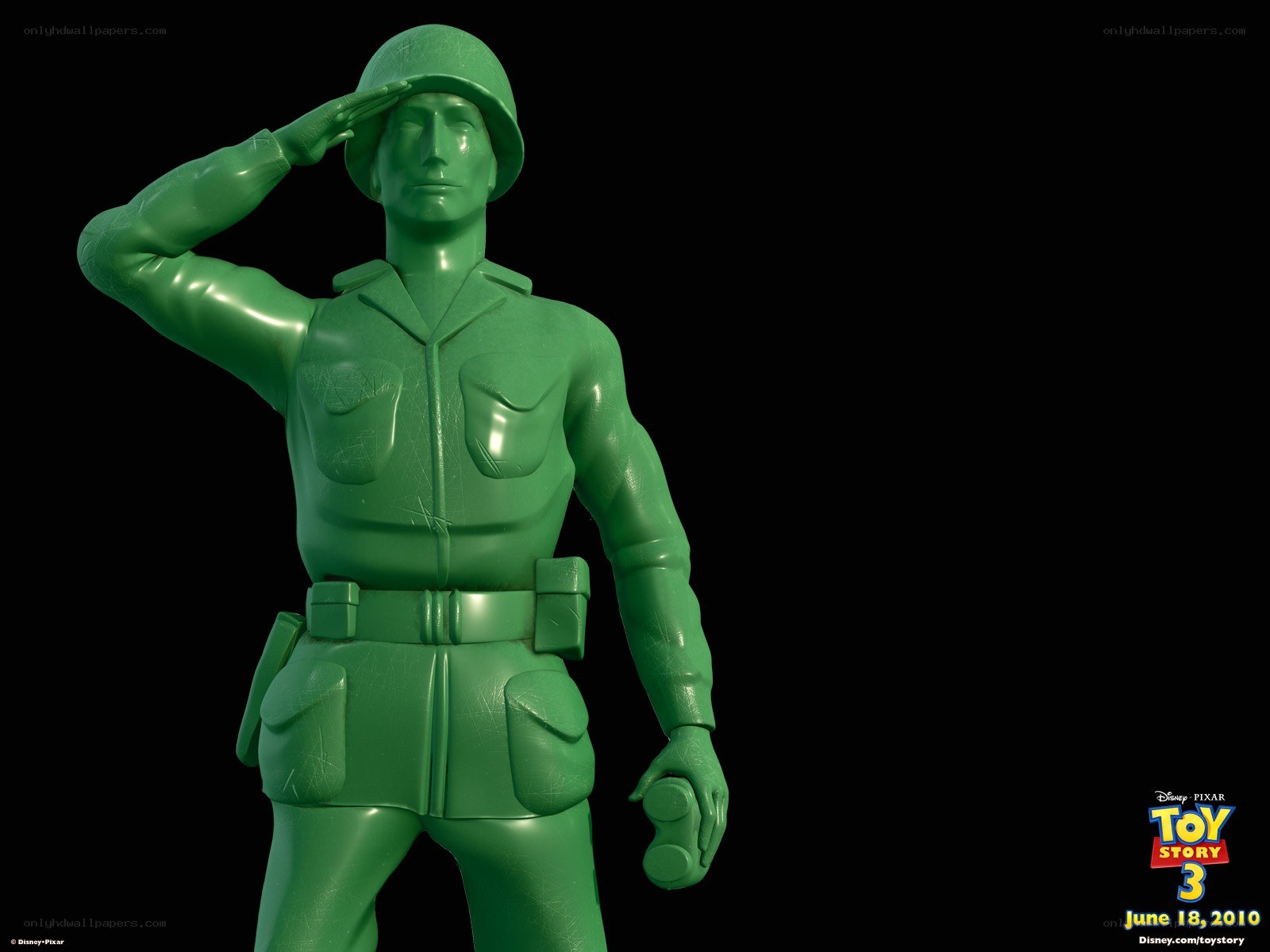 Green toy soldier saluting