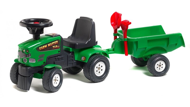 Green Toy Tractor — Neutral, Photograph, Trailer