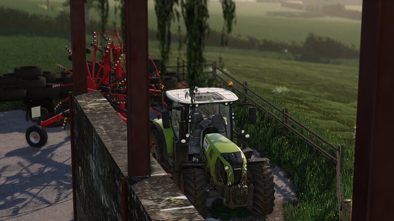 Green Tractor in Barn — Calm