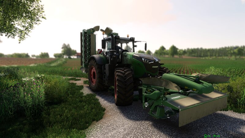 Green Tractor in Field — Calm, Afternoon, 3d Render
