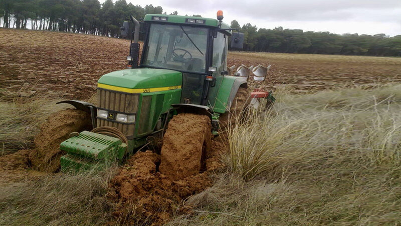 Green Tractor in Field — Overcast