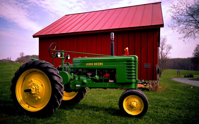 Green Tractor on Grass