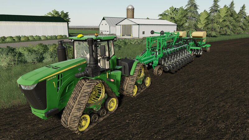 Green Tractor Plowing Field — Calm, Afternoon, 3d Render
