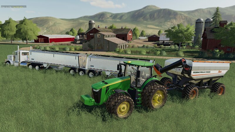 Green Tractor with Trailer — Serene