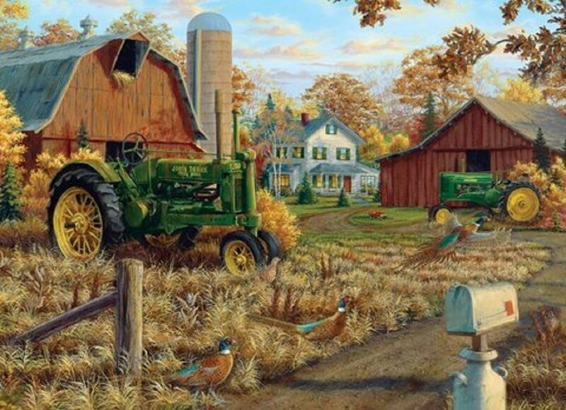 Green Tractors on Farm